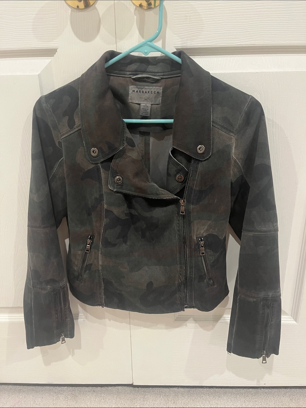 MARRAKECH Women's Camouflage Moto Jacket - Dark Green